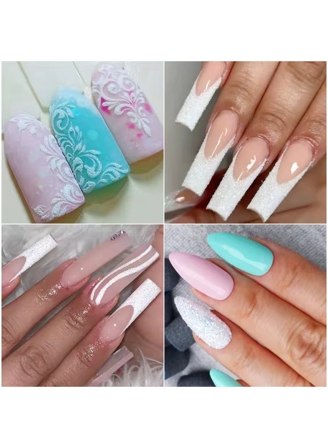 Goolsky 12 شبكة لامعة بيضاء سكر أظافر جليتر بودرة ناعمة رقائق لؤلؤية صبغة غبار زينة مانكير أنيقة لحفلات الزفاف DIY - Image 2